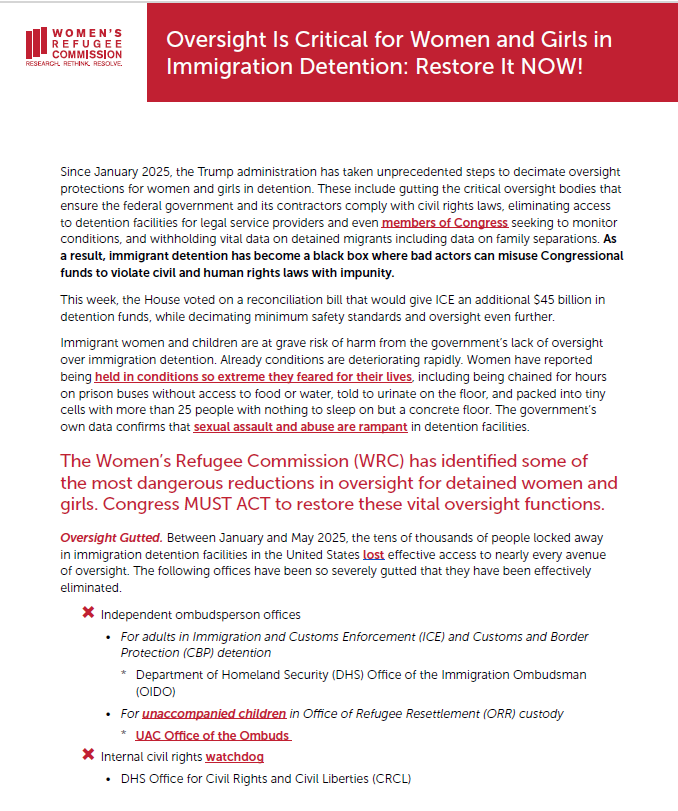 Oversight is Critical for Women and Girls in Detention